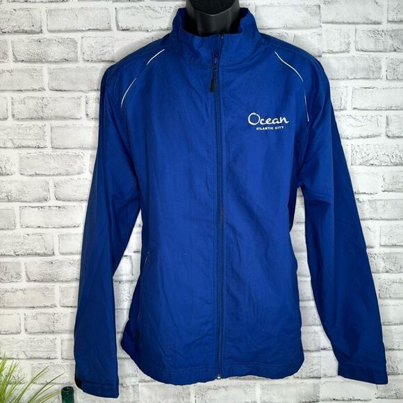 Ocean Atlantic City Blue Medium Weight Windbreaker Jacket Size Large - Picture 1 of 4